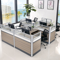 Table de bureau 6 places Bureau de travail du personnel 6 personnes en forme de L Postes de travail modernes