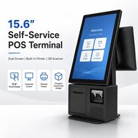 Écran tactile capacitif 15,6 + 15,6 pouces, prend en charge l'orientation horizontale/verticale, double écran, machine POS tout-en-un pour restaurants