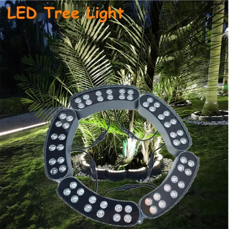 RGB lampu taman berlekuk pohon, lampu Led bergelombang cincin penyambungan Untuk teras, lampu latar lanskap untuk pohon