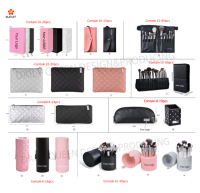 DailyQueen 18 pinceaux de maquillage pour fond de teint en poils nano noirs et roses avec manche en bois, qualité supérieure, sensation luxueuse, logo personnalisé