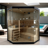Ruang Sauna Tradisional Berkualitas Tinggi untuk 2-4 Orang, Kabin Uap Kering Dalam Ruangan, Rumah Sauna dengan Pemanas 6KW dan Lampu LED