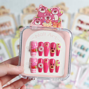 Ensemble de faux ongles pour enfants dessin animé, ongles courts pour filles, couleur unie, ultra-fins, sans trace, portables, vintage, fille branchée, mignons et adorables - Product Image 6