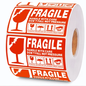 Tùy chỉnh thiết kế dễ vỡ dán giấy màu đỏ cảnh báo nhãn với mã vạch Nhãn dán nhãn cho vận chuyển và bao bì - Product Image 3