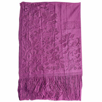 Long Style Lady Châle Musulman Hijab Écharpe avec Dentelle Évider Frange Solide Couleur Soie Style D'été En Polyester