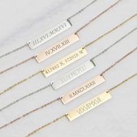 Dropshipping Collier en acier inoxydable plaqué or 18K personnalisé avec plaque signalétique gravée avec nom et logo