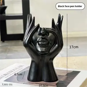 Ornamento vaso smaltato a forma di viso nordico creativo semplice ingresso <span class=keywords><strong>TV</strong></span> Cabinet casa oggetti decorativi soggiorno vaso di fiori - Product Image 3