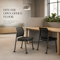Chaise de bureau et de formation sans accoudoirs en maille, dossier en PP noir, piètement métallique durable avec roulettes en PA pour bureau, salle de conférence et salle de formation