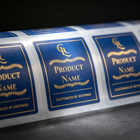Étiquettes autocollantes personnalisées en feuille d'or durable, estampage à chaud, impression de logo personnalisé, feuille d'autocollants