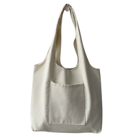 Sac fourre-tout en toile de coton réutilisable, couleur unie, esthétique, best-seller, pour les courses, les étudiants, avec poche