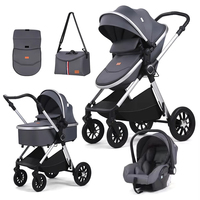 Poussette 3 en 1 de style européen 2026 New Born Pretty avec siège auto, poussette multifonctionnelle pliable pour bébé, 3 en 1
