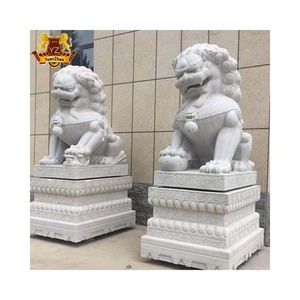 Grande Sculpture de Statue de <span class=keywords><strong>chien</strong></span> Foo en pierre chinoise Antique, Sculpture de <span class=keywords><strong>chien</strong></span> Fu en marbre chinois, fabricant de Statue - Product Image 1