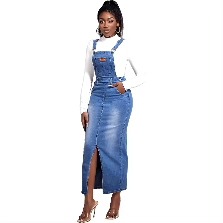 chinese dress ladies Agnes Denim Overall Dress – Pretty Little Distraction Boutique