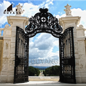 Puerta de Entrada Doble de Hierro Forjado Negro, Diseño Moderno y Lujoso, Personalizada por QUYANG - Product Image 3