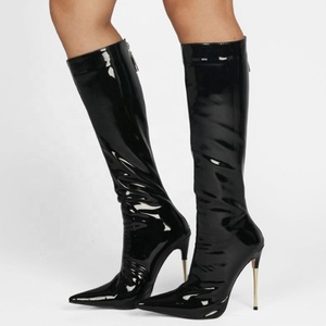 Pure Color Thin <b>Heels</b> Pointed Toe Western Women Winter Boots Knee High Shoes 12 High <b>Heel</b> Daily Life Street Shoes - Product Image 1