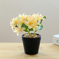 Hydrangea et Magnolia Artificiels en Soie, Petit Bonsaï, Plante en Pot de Bureau, Verdure, Décoration Florale pour la Maison en Cinq Couleurs