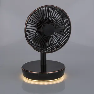 Novo ventilador ajustável mesa com luzes noturnas com brilho diferente ventilador recarregável com suporte