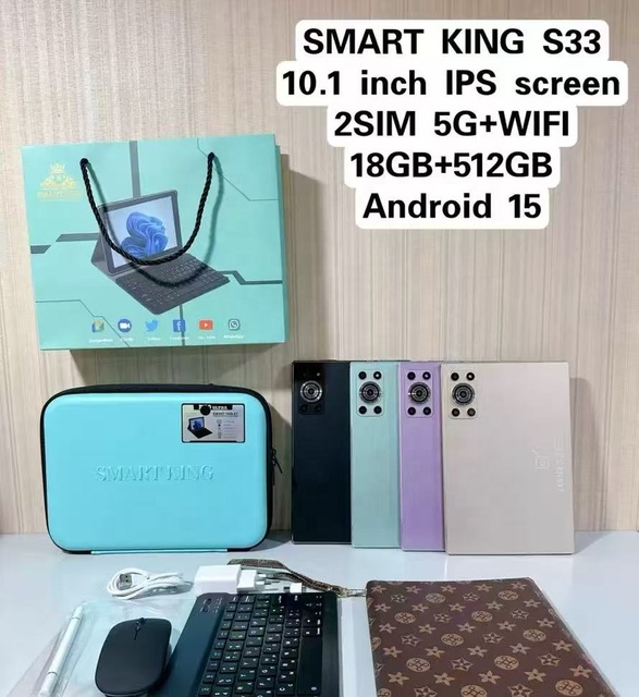 SMART KING S23 Ultra 10 Inch Unbreakable Tablet PC with Keyboard and Mose 18+512G Android 15 Tablet With Bags Support 2 Sim Card