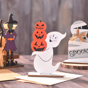 Decoraciones de madera para Halloween, adorno de bruja y fantasma, accesorios para fiestas en interiores, MSC036 - Product Image 3