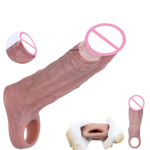 SXXYペニススリーブコックリング精液ロック陰茎拡大器具男性用セックストイソフトコックリング陰茎拡大ペニススリーブ再利用可能コンドーム - Product Image 1