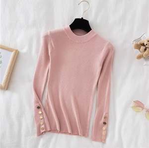 I-0380 New Design Casual Women Thick Sweater Pullovers <b>Long</b> <b>Sleeve</b> Button O-neck Chic Sweater Slim Knit <b>Top</b> Soft Jumper <b>Tops</b> - Product Image 5