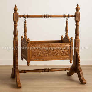 Cuna Columpio Tradicional de Madera de Teca para Bebé, Clásica, Desmontable, Personalizada, Hecha a Mano, Elegante, para Eventos y Bautizos, Estilo Jhula, Fabricada en EE. UU. - Product Image 3