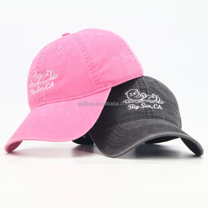 Gorra de Béisbol Vintage con Logotipo Bordado Personalizado, Gorra de Béisbol de Verano Rosa Lavada para Mujer - Product Image 1