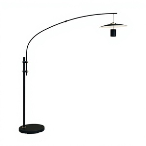 Lámpara de Pie Moderna de Metal Negro con Altura Ajustable, Pantalla de Cúpula, LED E27, Luz Blanca Cálida de 3500K, Iluminación Interior - Product Image 1