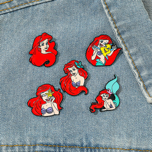 Cadeaux promotionnels mignon dessin animé sirène <span class=keywords><strong>Ariel</strong></span> broches Luxcy sacs à main alliage broche accessoires broches pour enfants vêtements ornement - Product Image 3