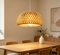 Lustre d'intérieur en bambou et rotin, lampe suspendue tressée à la main pour restaurant, abat-jour en bambou fait main, luminaires suspendus contemporains