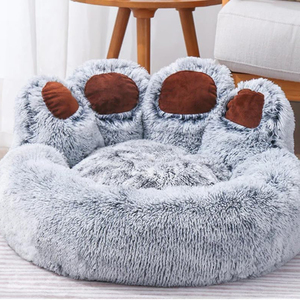 Waschbares Und Tragbares Haustierbett, Langes Plüschiges, Gemütliches Und Warmes Haustier-Sofabett In Bärenklauenform Für Den Winter - Product Image 3
