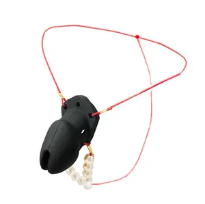 Peglovers silikon hitam dapat dipakai perangkat kesucian pria pakaian dalam silikon kandang Kokang dengan manik-manik kunci penis sabuk kegadisan