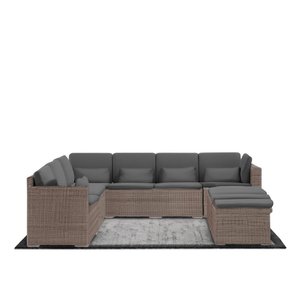 Ensemble de canapé de jardin en rotin gris réglable à 7 places, mobilier d'extérieur, design contemporain - Product Image 1