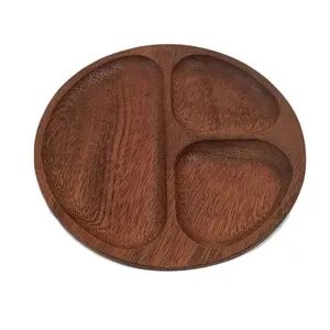 Divided High Quality reusable Bamboo plato de madera dessert plate cheap charger plates square wood plates for Kitchen