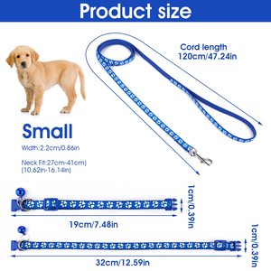 KingHon Adjustable Neck 19-32cm Paw Printed <b>Dog</b> <b>Leash</b> Collar Durable Nylon <b>Dog</b> Chain Collars Cat <b>Leash</b> Outdoor Walking - Product Image 4