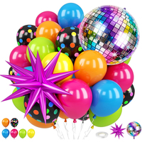 Kit d'arche de guirlande de ballons néon arc-en-ciel, décorations de fête d'anniversaire rétro disco des années 80 et 90