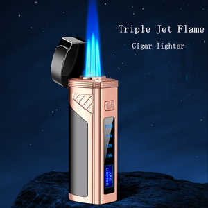 Interrupteur électrique tactile multifonctionnel, Logo personnalisé, à trois flammes, Butane, torche, allume cigare - Product Image 3