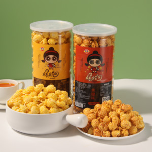 150g de Popcorn Prêt à Manger dans un Pot en PET |   Crème au caramel, chocolat, fruits, saveur sésame |   Fabricant de Marques Privées OEM - Product Image 2