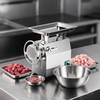 Hachoir à viande électrique commercial avec têtes interchangeables, hachoir à légumes, poussoir à saucisses, trancheuse, râpe, coupe-dés, robot culinaire