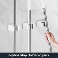 JOYBOS 3-teiliger Flexibler Moderner Mopphalter für Küche, Bad und Kleiderschrank, Einfache Installation, Ohne Bohren, Wandmontierter Besenhalter, Stark