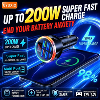 Hub de chargeur de voiture multi-ports USB-C PD pour iPhone 18 17 16 Samsung S26 S25 S24 avec affichage de tension et lumière RGB