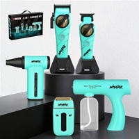 Kit de barbier professionnel WMARK NG-8637KIT 5 en 1, tondeuse à cheveux, tondeuse de précision, rasoir, vaporisateur et ventilateur turbo avec boîte cadeau portable