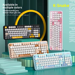 PCK2 Waterproof USB Wired 78 Keys <b>Keyboard</b> Mouse Combo Ergonomic Retro Punk Cartoon Cute Girl Gift Desktop Computer - Product Image 4