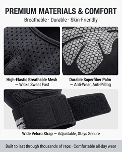 Gants <span class=keywords><strong>de</strong></span> <span class=keywords><strong>sport</strong></span> demi-doigts respirants avec support <span class=keywords><strong>de</strong></span> poignet pour hommes et femmes, idéaux pour le cyclisme en extérieur, l'haltérophilie, l'escalade, et absorbant les chocs - Product Image 4
