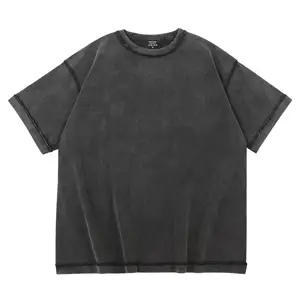 2023 Nieuwe Mode Design Zon Vervaagd Wassen Oversized Streetwear T-Shirt Heren 100% Katoen Nep Tie Dye Retro Vintage T-Shirts In Bulk