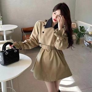 OUDINA All'ingrosso <span class=keywords><strong>Trench</strong></span> da <span class=keywords><strong>Donna</strong></span> Stile Coreano in Colori a Contrasto con Cintura e Lacci <span class=keywords><strong>Giacca</strong></span> Invernale Personalizzata - Product Image 2