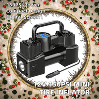 Portable Auto Mini Compresseur D'air Pompe Électrique DC 12V 150PSI Double Cylindre ABS 2000mah Gonfleur De Pneu Électrique Pneu Air