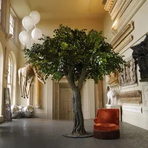 Árvore artificial grande personalizada de fábrica para decoração de árvores artificiais ao ar livre, figueira artificial em tamanho real, grande sombra, Banyan