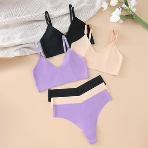 Soutien-gorge bikini en nylon sans couture Bretelles doubles réglables Une pièce Fin Taille haute Sans rembourrage Confortable Rassemblement pour femmes - Product Image 3