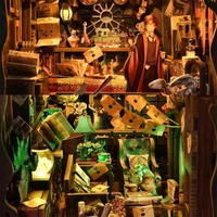 Magic House - Juguete de Madera para Hacer uno Mismo, Sujetalibros, Rompecabezas 3D, Modelo Artístico Creativo, Regalo de Cumpleaños, Diseño Original, Menos de 50 Piezas