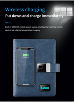 2024 Neu Eingetroffenes Leder-Fingerabdruck-Schloss Powerbank Notizbuch Geschenkset Aufladbares Anpassbares Notizbuch Powerbank A5 Notizbuch